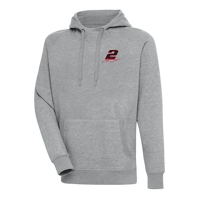 Men's Antigua Heather Gray Austin Cindric Victory Pullover Hoodie