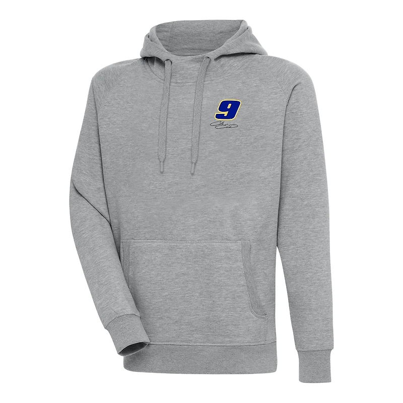 Men's Antigua Heather Gray Chase Elliott Victory Pullover Hoodie