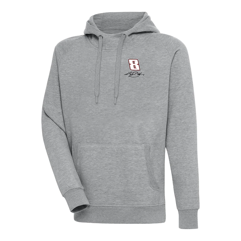 Men's Antigua Heather Gray Kyle Busch Victory Pullover Hoodie