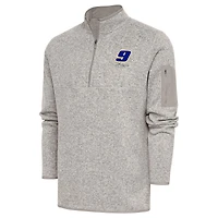 Men's Antigua Oatmeal Chase Elliott Fortune Quarter-Zip Pullover Jacket