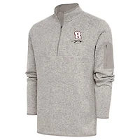 Men's Antigua Oatmeal Kyle Busch Fortune Quarter-Zip Pullover Jacket