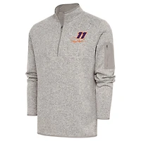 Men's Antigua Oatmeal Denny Hamlin Fortune Quarter-Zip Pullover Jacket