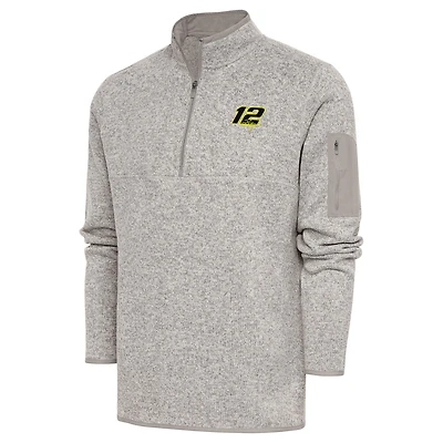 Men's Antigua Oatmeal Ryan Blaney Fortune Quarter-Zip Pullover Jacket