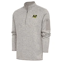Men's Antigua Oatmeal Ryan Blaney Fortune Quarter-Zip Pullover Jacket