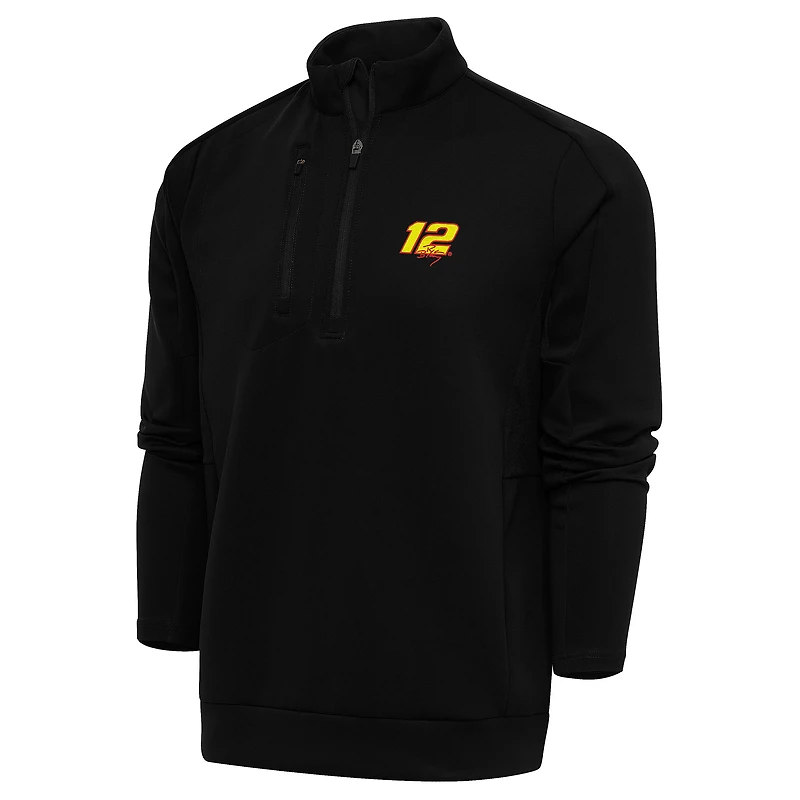 Men's Antigua Black Ryan Blaney Generation Quarter-Zip Pullover Top