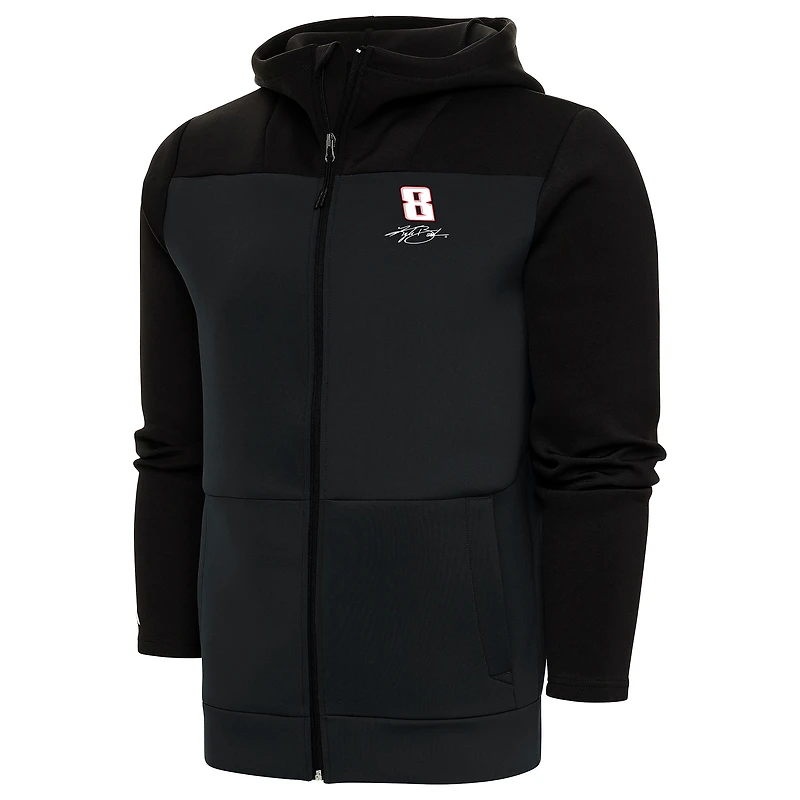 Men's Antigua Black Kyle Busch Protect Full-Zip Hoodie