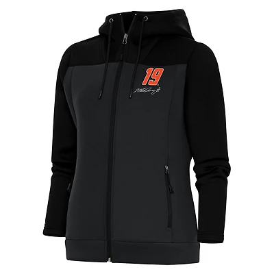 Women's Antigua  Black/Gray Martin Truex Jr Protect Full-Zip Hoodie