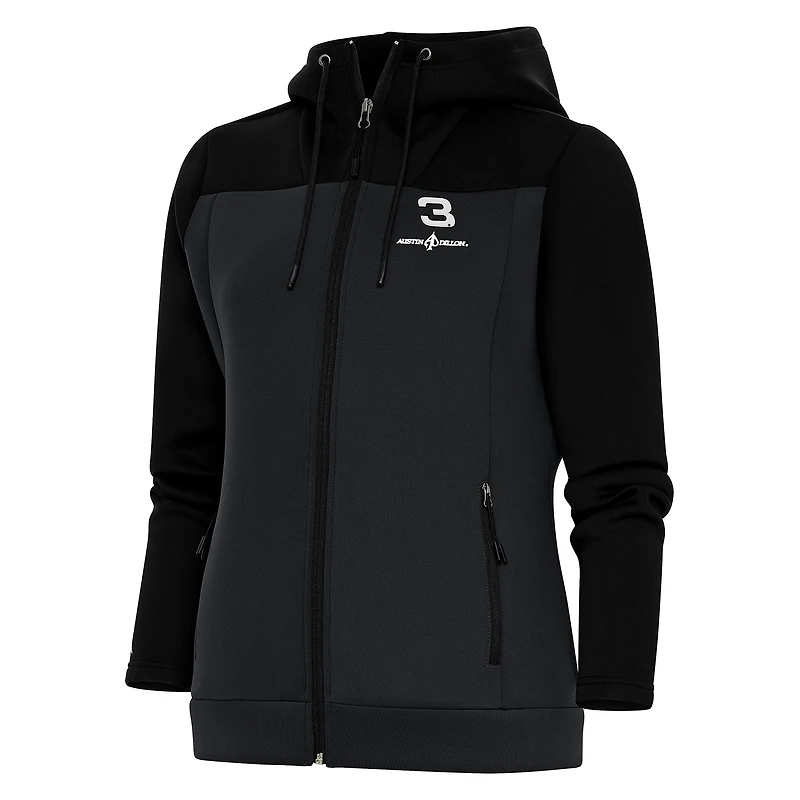 Women's Antigua  Black/Gray Austin Dillon Protect Full-Zip Hoodie