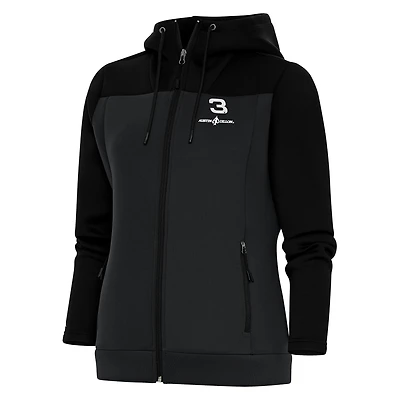 Women's Antigua  Black/Gray Austin Dillon Protect Full-Zip Hoodie