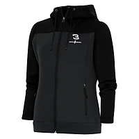 Women's Antigua  Black/Gray Austin Dillon Protect Full-Zip Hoodie