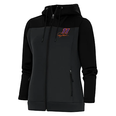 Women's Antigua  Black/Gray Denny Hamlin Protect Full-Zip Hoodie