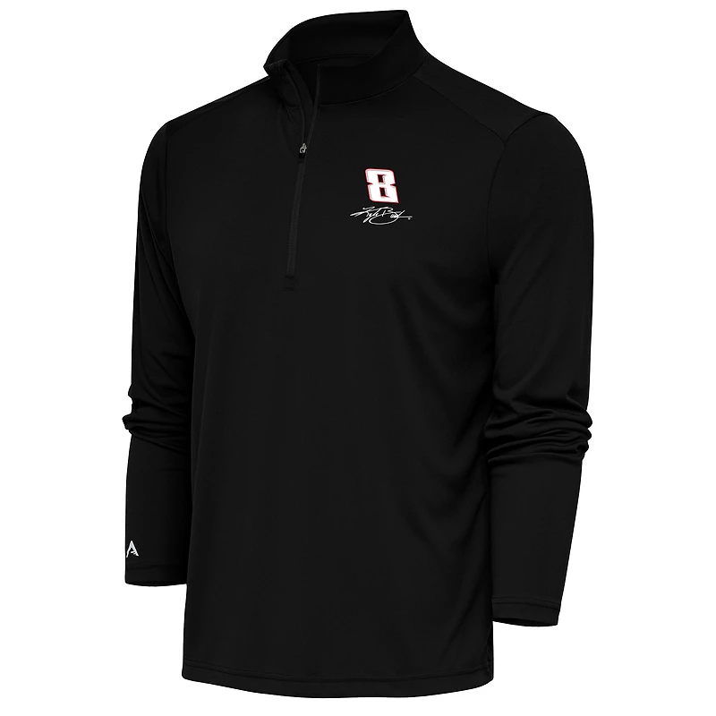 Men's Antigua Black Kyle Busch Tribute Quarter-Zip Pullover Top