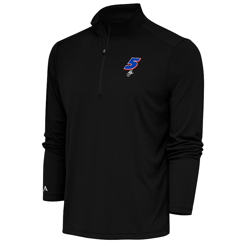 Men's Antigua Black Kyle Larson Tribute Quarter-Zip Pullover Top