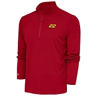 Men's Antigua Red Joey Logano Tribute Quarter-Zip Pullover Top