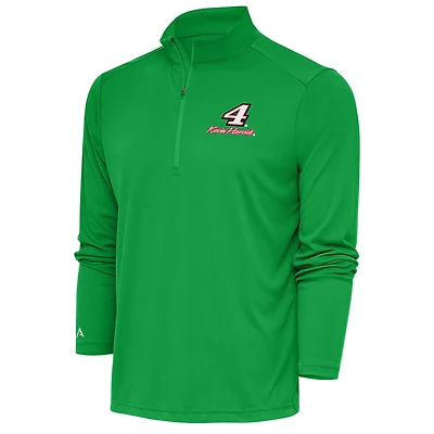 Men's Antigua Kelly Green Kevin Harvick Tribute Quarter-Zip Pullover Top