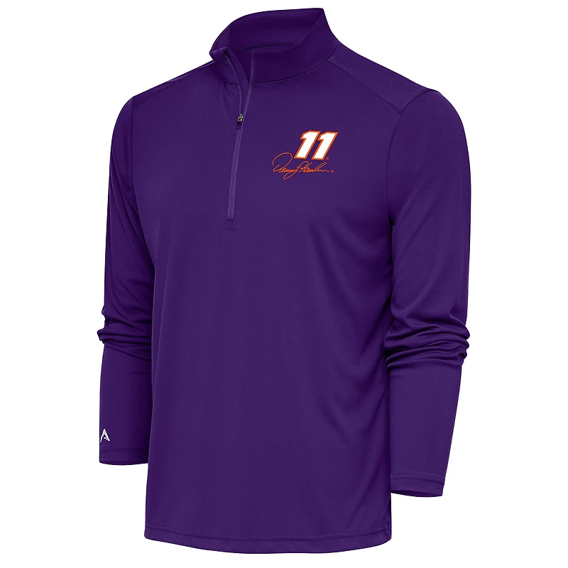 Men's Antigua Purple Denny Hamlin Tribute Quarter-Zip Pullover Top