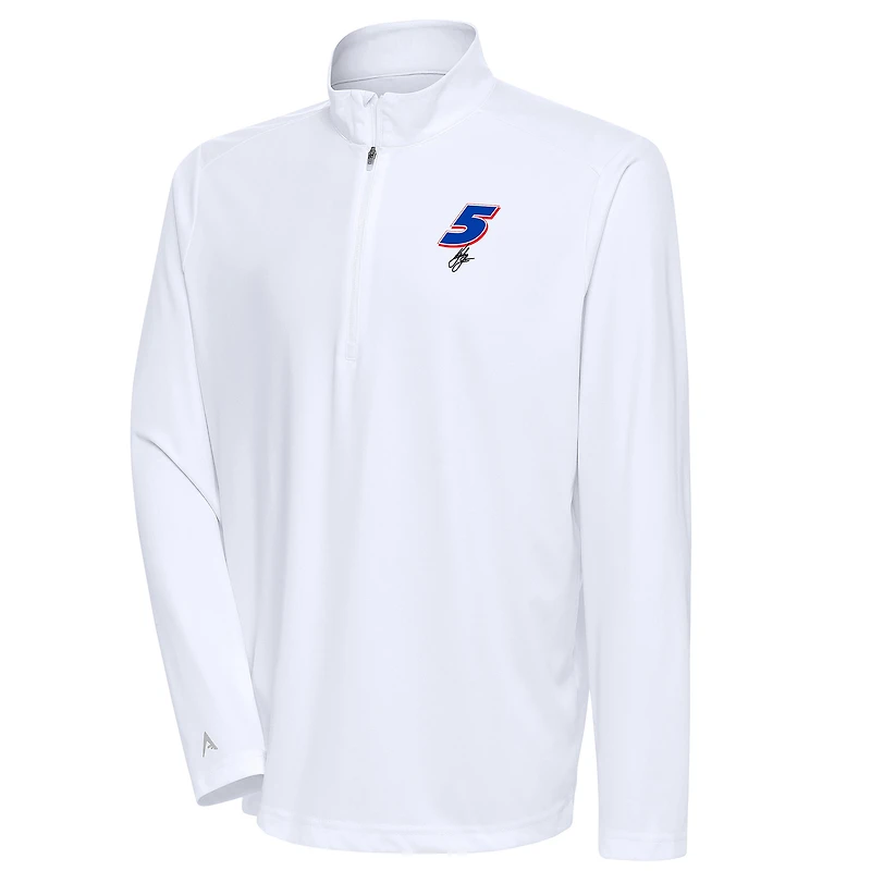 Men's Antigua White Kyle Larson Tribute Quarter-Zip Pullover Top