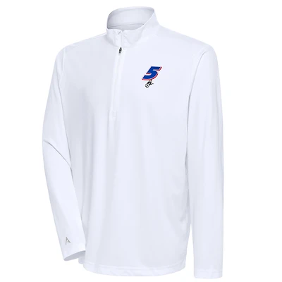 Men's Antigua White Kyle Larson Tribute Quarter-Zip Pullover Top