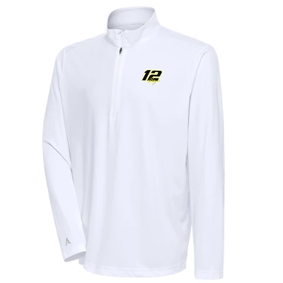 Men's Antigua White Ryan Blaney Tribute Quarter-Zip Pullover Top