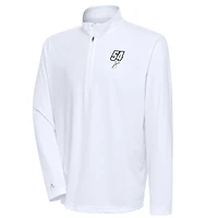 Men's Antigua White Ty Gibbs Tribute Quarter-Zip Pullover Top