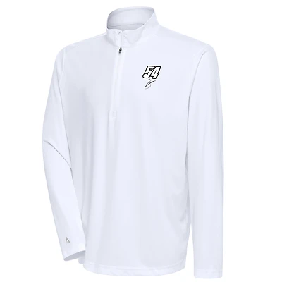 Men's Antigua White Ty Gibbs Tribute Quarter-Zip Pullover Top