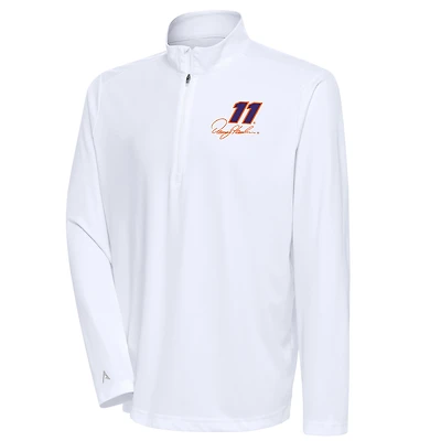 Men's Antigua White Denny Hamlin Tribute Quarter-Zip Pullover Top
