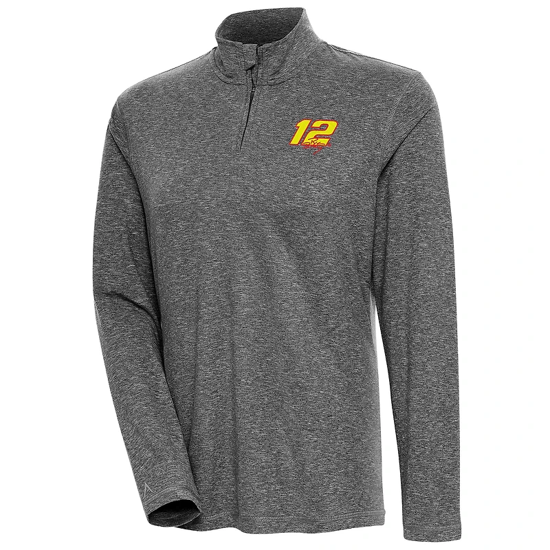 Women's Antigua  Heather Black Ryan Blaney Confront Quarter-Zip Pullover Top