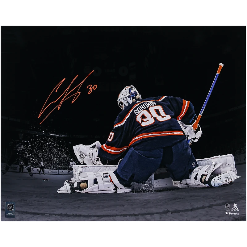 Ilya Sorokin New York Islanders Autographed 16" x 20" Making Save Spotlight Photograph