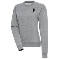 Women's Heather Gray Juventus Takeover Crewneck Pullover Sweatshirt