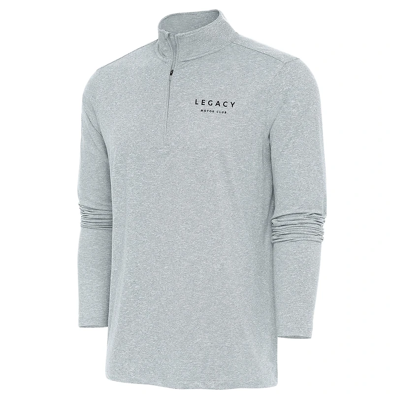 Men's Antigua Heather Gray LEGACY Motor Club Hunk Quarter-Zip Pullover Top