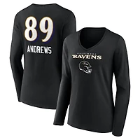 Women's Mark Andrews Black Baltimore Ravens Team Wordmark Player Name & Number Long Sleeve V-Neck T-Shirt