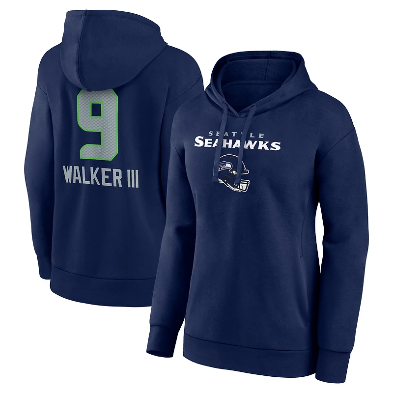 Women's Kenneth Walker III College Navy Seattle Seahawks Team Wordmark Player Name & Number Pullover Hoodie