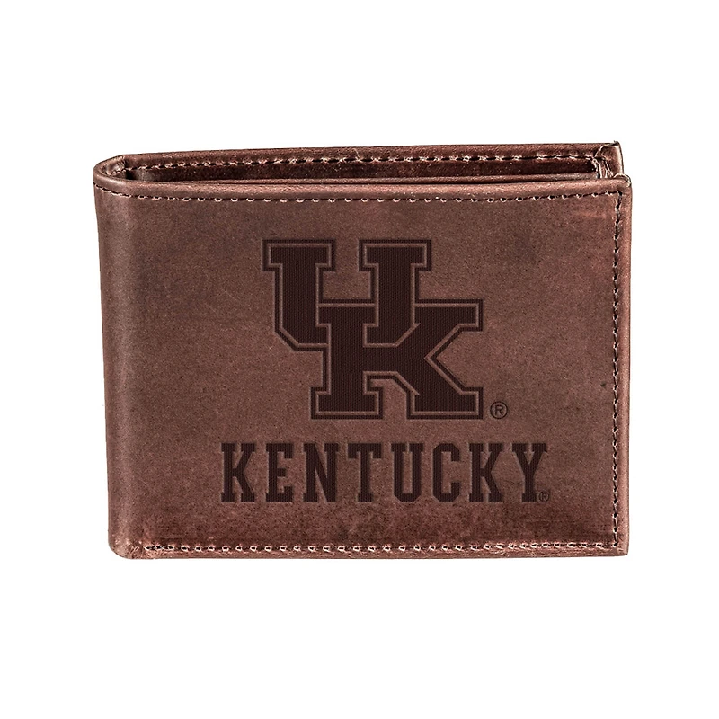 Brown Kentucky Wildcats Bi-Fold Leather Wallet