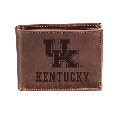Brown Kentucky Wildcats Bi-Fold Leather Wallet