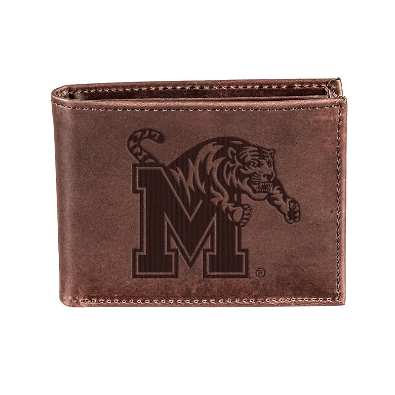 Brown Memphis Tigers Bi-Fold Leather Wallet