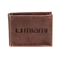 Brown Miami Hurricanes Bi-Fold Leather Wallet