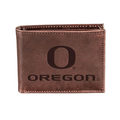 Brown Oregon Ducks Bi-Fold Leather Wallet