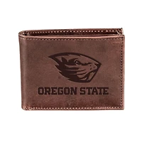 Brown Oregon State Beavers Bi-Fold Leather Wallet