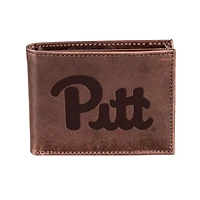 Brown Pitt Panthers Bi-Fold Leather Wallet