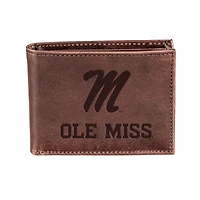 Brown Ole Miss Rebels Bi-Fold Leather Wallet