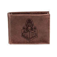Brown Purdue Boilermakers Bi-Fold Leather Wallet