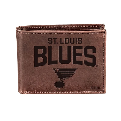 Brown St. Louis Blues Bi-Fold Leather Wallet