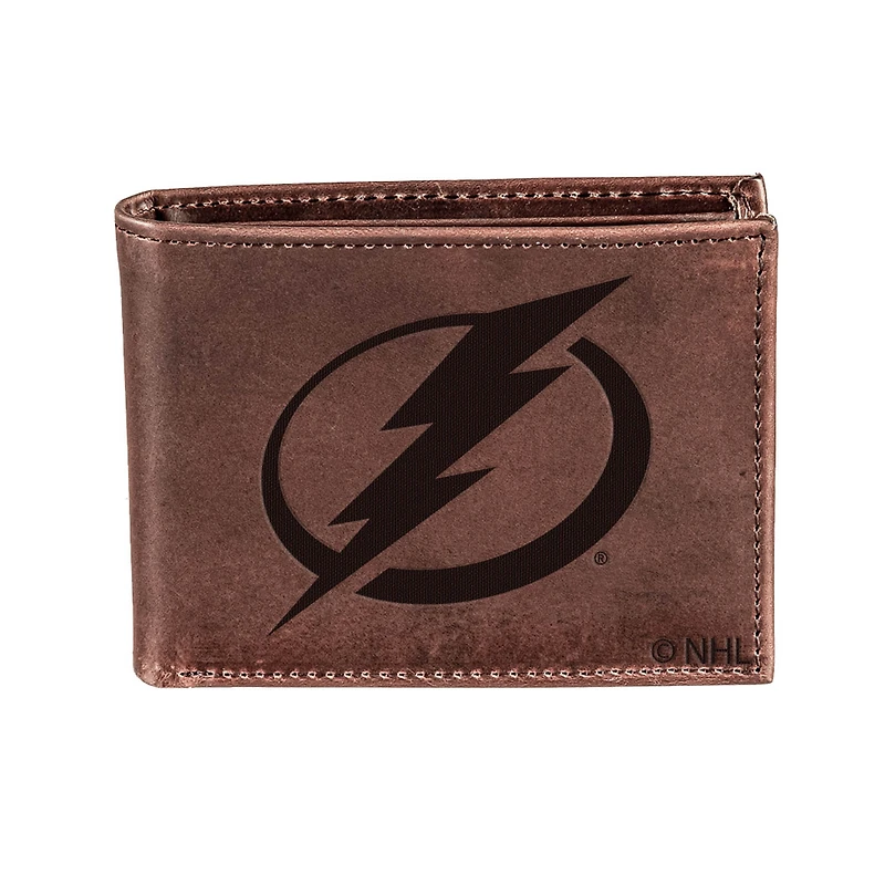 Brown Tampa Bay Lightning Bi-Fold Leather Wallet