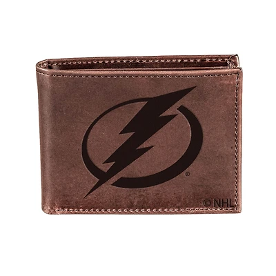 Brown Tampa Bay Lightning Bi-Fold Leather Wallet