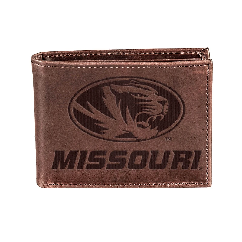 Brown Missouri Tigers Bi-Fold Leather Wallet