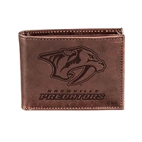 Brown Nashville Predators Bi-Fold Leather Wallet