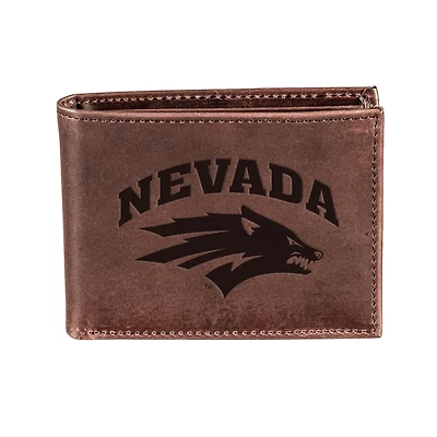 Brown Nevada Wolf Pack Bi-Fold Leather Wallet