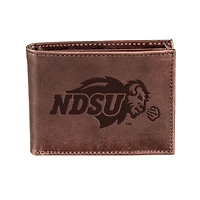 Brown NDSU Bison Bi-Fold Leather Wallet