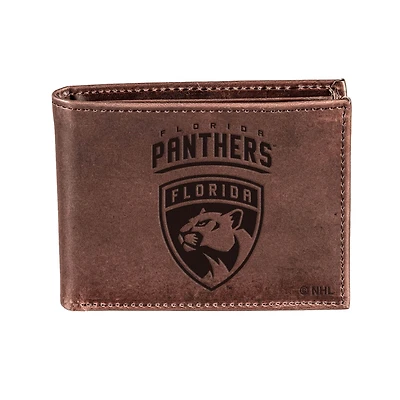 Brown Florida Panthers Bi-Fold Leather Wallet