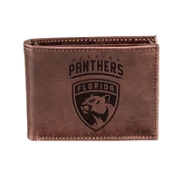 Brown Florida Panthers Bi-Fold Leather Wallet
